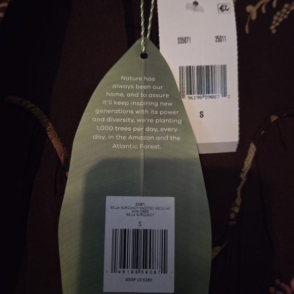 FARM Rio Burgundy Floral Long Sleeve Dress NWT Size Small - Picture 7 of 10